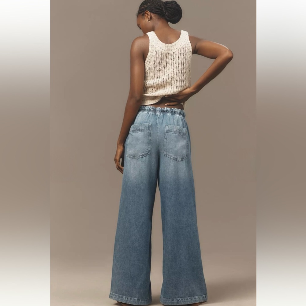Pilcro Drawstring Pull-On Wide-Leg Jeans - Picture 3 of 14